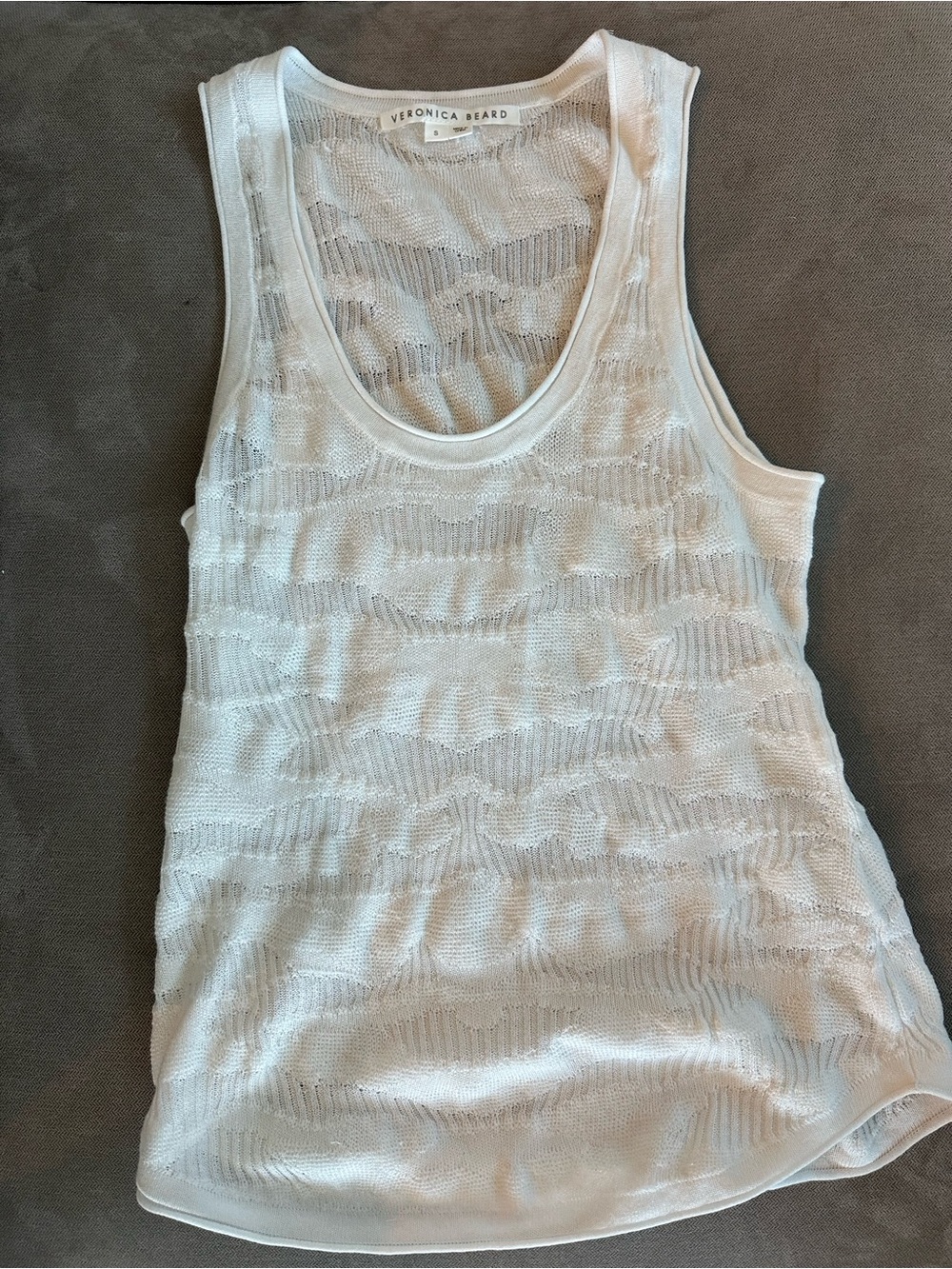 Veronica Beard White Knit Tank Top